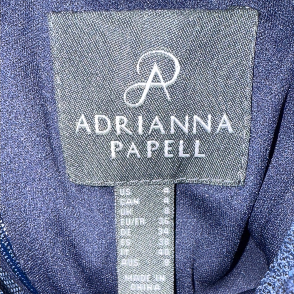 Adrianna Papell Navy Floral Lace and Chiffon Midi Dress. Size 4 - Picture 7 of 7